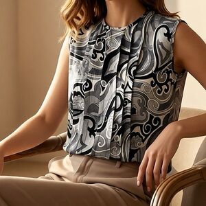 Bespoke Sleeveless Pleated Top